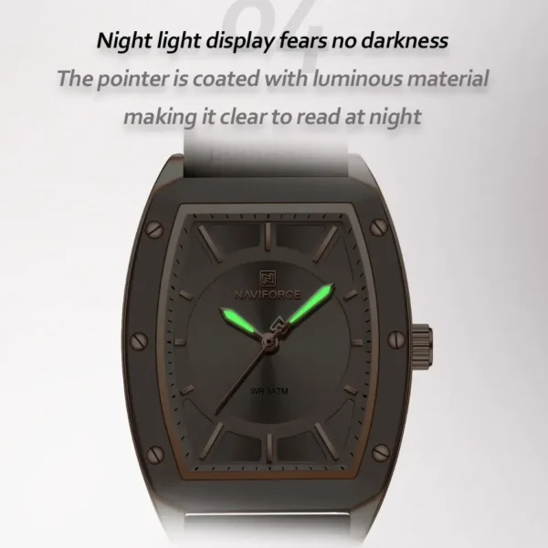 NAVIFORCE NF5049 Women Quartz Watches Silicone Strap Student Sports Watch Big Dial Simple Tonneau Waterproof Wristwatches - Image 6