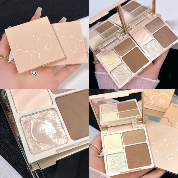 4 Colors Matte Highlighter Bronzers Palette Face Shading Grooming Powder Long-Lasting Makeup Face Contouring Shadow Cosmetics - Image 7