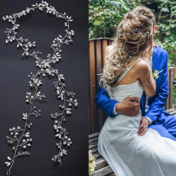 Crystal Pearl Bridal Tiara Hairband Headband For Women Bride Rhinestone Hair Vine Wedding Hair Accessories Jewelry Headband Gift - Image 4