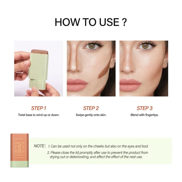 Lakerain Functional Blush Stick Face Makeup Waterproof Easy Color Rouge Blusher Cream High Color Rendering Brightening Skin Tone - Image 5