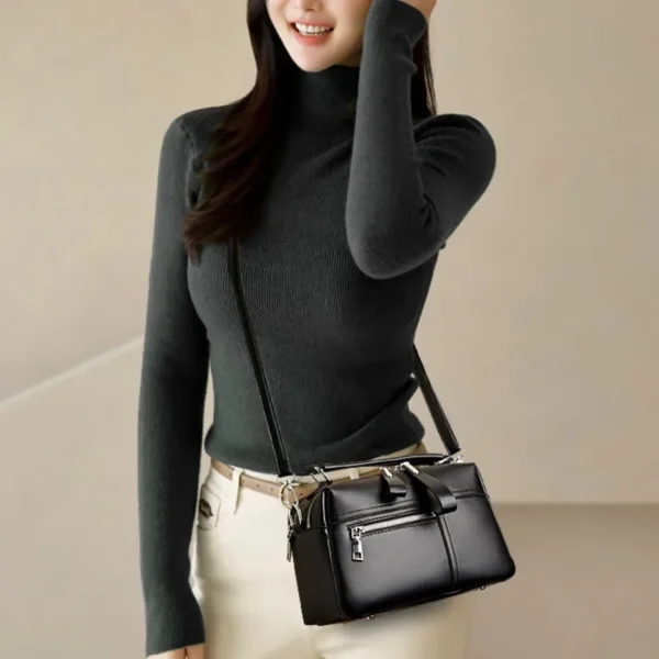 Fashion Top-Handle Bags For Women Luxury Leather Handbag Ladies Shoulder Crossbody Bag High Quality Solid Color Messenger Sac - Image 3
