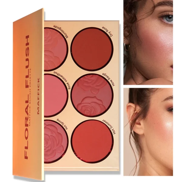6 Colors Powder blush Orange Warm Autumn and Winter Rose petals Blush plate Makeup - Image 5