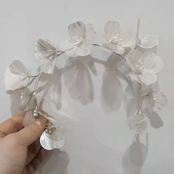 Flower Headband Pearl Crystal Hairband Earrings Elegant Party Tiara Crown Bridal Hair Jewelry Wedding Hair Accessories For Women - Image 4