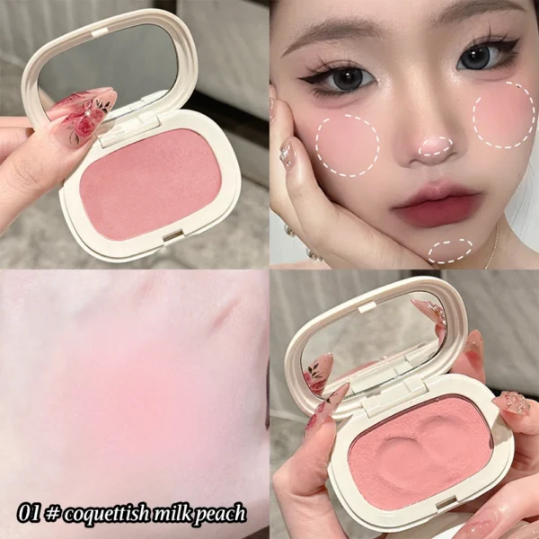 Single Color Blush Silky Texture High Color Rendering No Powder Feeling Low Saturation Long-lasting Natural Matte Blush Cream - Image 2