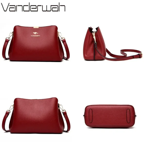 Solid Color Luxury Designer High Quality Leather Women's Handbag Purses Multifunctional Ladies Shoulder Messenger Bags Sac Femme - Image 5