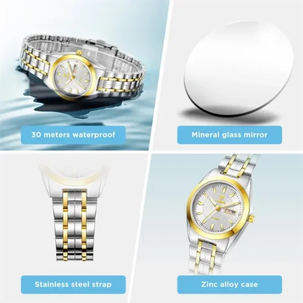 Luxury Ladies Fashion Watch Stainless Steel Time Date Waterproof Quartz Wristwatches Clock For Women Reloj Hombre - Image 4