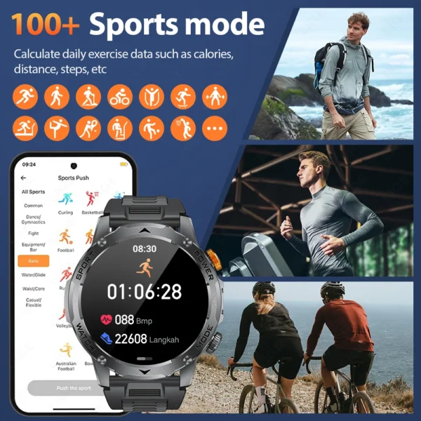 LIGE 2025 New For HUAWEI Xiaomi 1000mah AMOLED Smart Watch Men Sports Fitness LED Flashlight 3ATM Waterproof BT Call Smartwatch - Image 5
