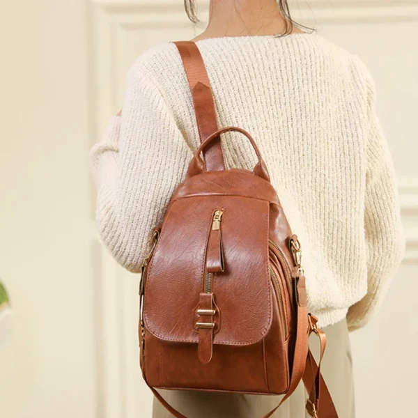 Women Leather Backpacks Vintage Shoulder Bag Female Backpack Ladies Travel Backpack Mochila School Bags for Girls Bagpack - Image 4