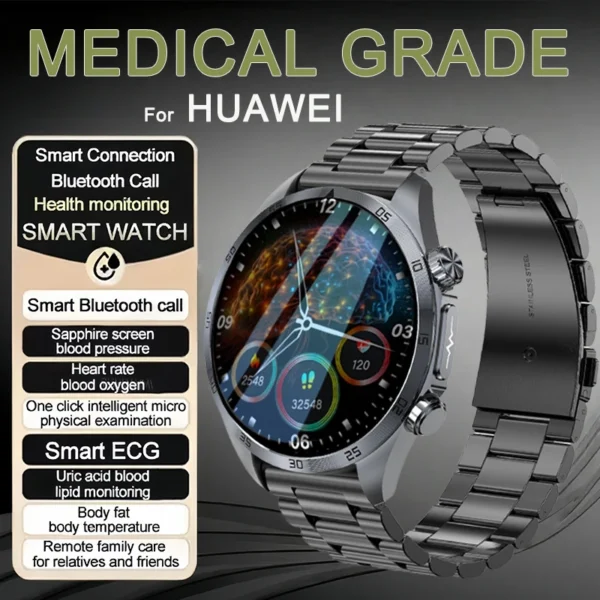 2025 New Micro Physical Examination Blood Lipids Uric Acid Blood oxygen Smart Watch Men ECG+PPG Clock Bluetooth call Smart watch
