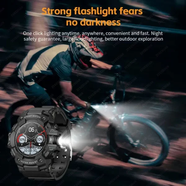 Military Outdoor Sports Watch Men 100+Sports Flashlight Compass Heart rate Bluetooth Call Waterproof Smart Watch For Android iOS - Image 2