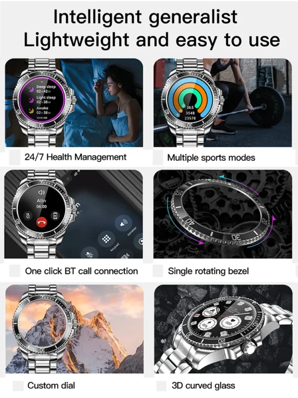 For Rolex New Smart Watch Men Compass GPS Track SmartWatch Amoled Always Displays Temperature Clock BT Call Smartwatch+BOX 2024 - Image 2