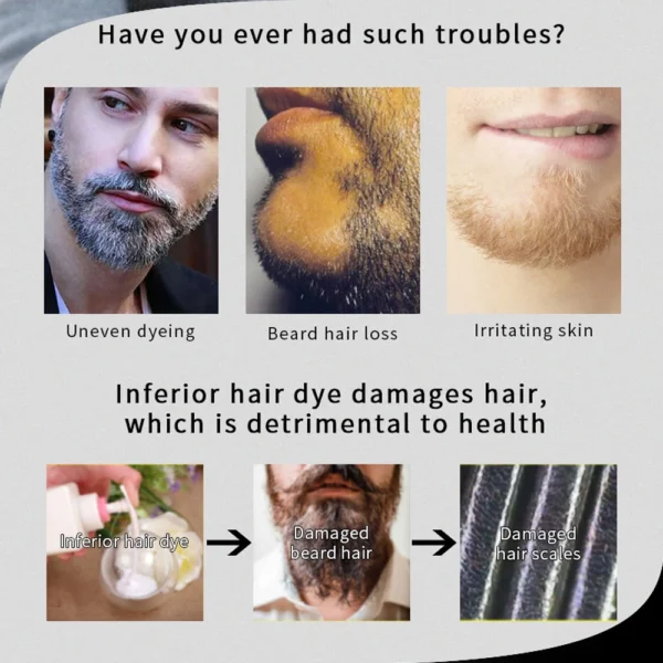 5-20PCS Natural Hair Dye Black Beard Shampoo Beard Paint Men Beard Coloring Dye 5 Minutes Temporary Blackening Moustache Shampoo - Image 5