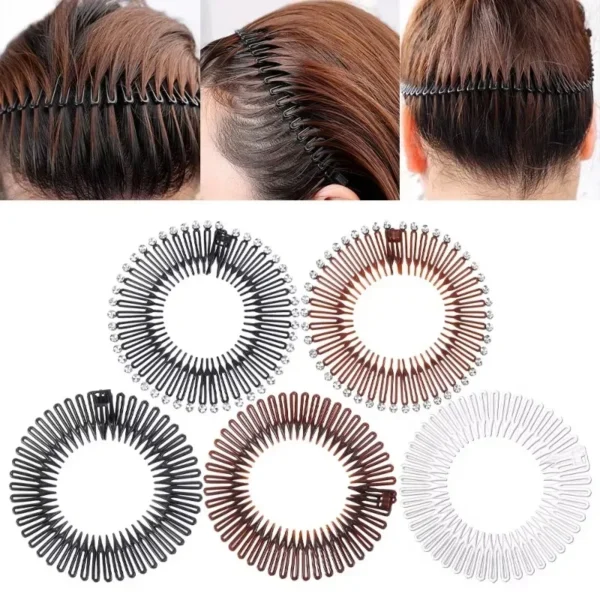 Plastic Full Circle Headbands Hair Hoop Band Clips Hairband Stretch Flexible Comb Teeth Face Wash Fixed Fashion Hair Accessories - Image 4