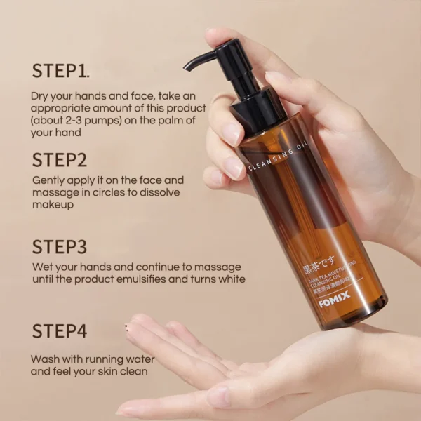 FOMIX Black Tea Moisturizing Cleansing Oil Moisturizing Dry Skin Without Drying Deep Cleansing Facial Makeup Remover - Image 3