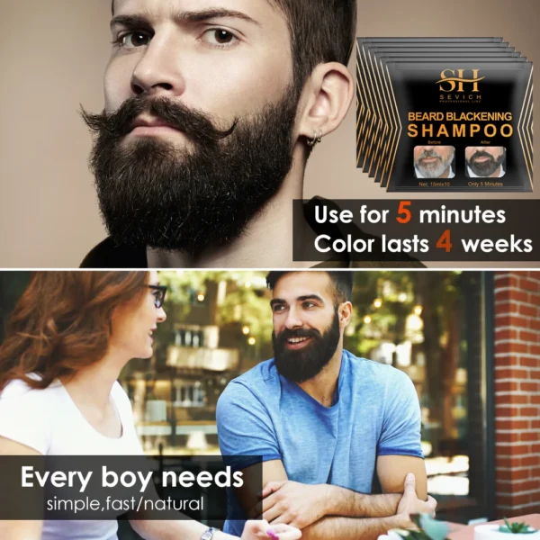 5-20PCS Natural Hair Dye Black Beard Shampoo Beard Paint Men Beard Coloring Dye 5 Minutes Temporary Blackening Moustache Shampoo - Image 4