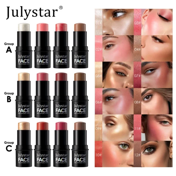 Multifunctional Grooming Stick Four Pack Highlight Brightening Contour Retouching Natural Matte Blush Stick Facial Makeup - Image 3