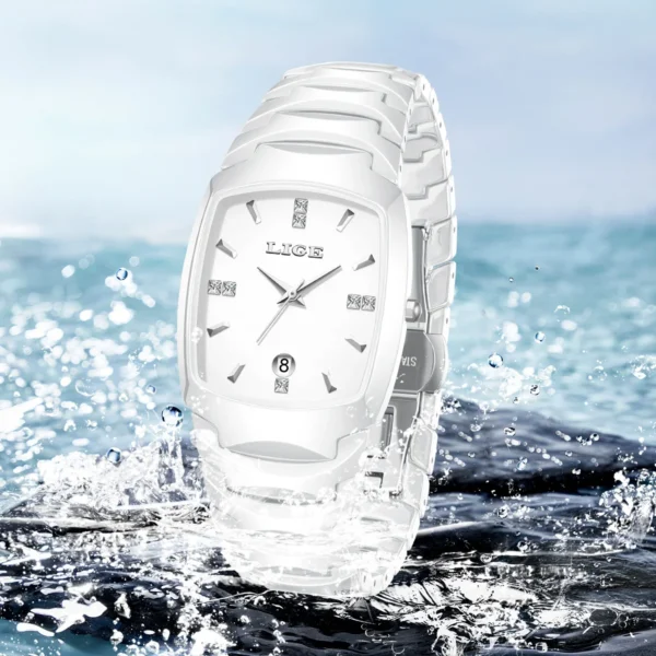 LIGE New Fashion Women Watch Elegant Ceramic Strap Calendar Quartz Wristwatch 30M Waterproof Business Luxury Gift Ladies Watches - Image 4
