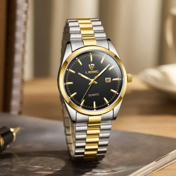 Fashion Luxury Stainless Steel Quartz Wristwatch Classic Business Date Waterproof Luminous Stainless Steel Men Quartz Wristwatch - Image 2