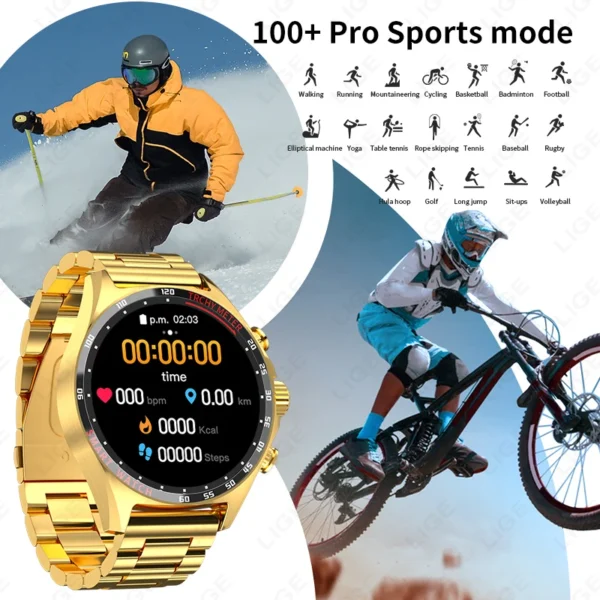 LIGE New GPS Smart Watch Men Outdoor Compass Sport Fitness Bracelet Bluetooth Call Clock Waterproof NFC Steel Smartwatch For Men - Image 6