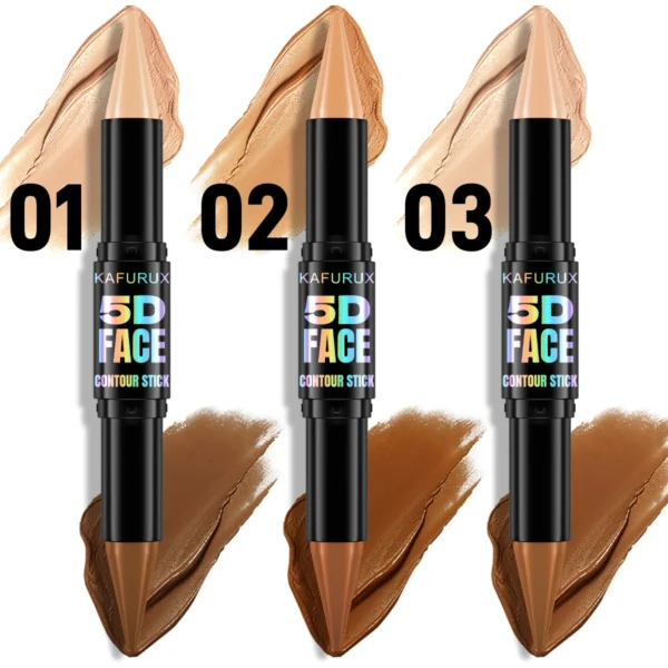 1PC Contour Stick Duo, Double-Eneed Highlight and Shadow Cream Waterproof Full Coverage Face Foundation Concealer Pen Long Lasti - Image 3