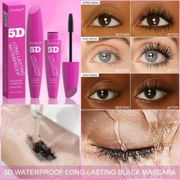 5D Waterproof Mascara Cream Thick Slender 24h Volumizing Lash Makeup Eyelash Curling Lengthening Lasting Eyelash Cream - Image 5