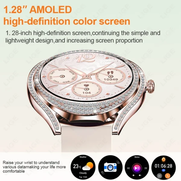 LIGE Luxury Smart Watches For Women Bluetooth Call Sport Fitness Tracker Heart Rate Sleep Blood Oxygen Monitor Smartwatch Gift - Image 2