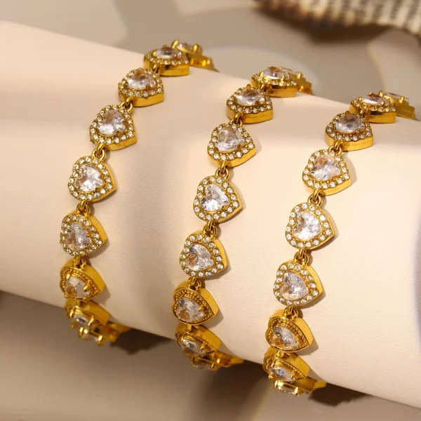 Trendy Stainless Steel Cuban Chain Necklace Bracelet for Women White Zircon Inlaid Luxury Charm Bangle Jewelry Gift - Image 6