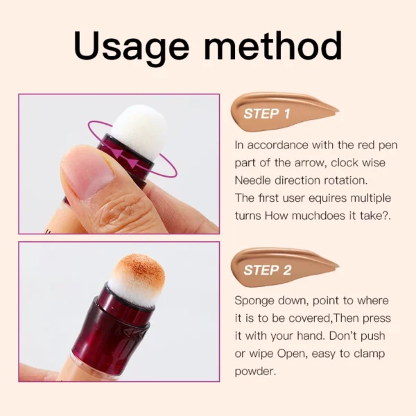 New Sponge Head Concealer for Dark Circles Freckles Ae Pigmentation and Blemishes Long Lasting Moisturizing Liquid Foundation - Image 2