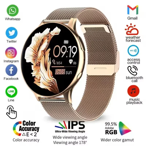 2025 New Women SmartWatch Bluetooth Call Lady Watches Sport Waterproof Heart Rate Sleep Smart Watch for Women Present Gift