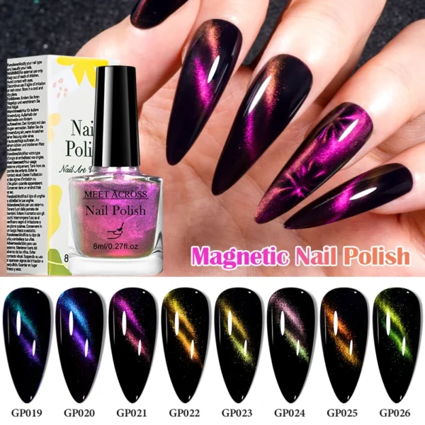 9D Cat Magnetic Nail Polish 8ml Blue Red Laser Nail Polish Quick Dry Nail Art Polish For Nails DIY Manicure No Need Lamp - Image 2