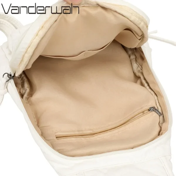 White Backpack For Women Small Shoulder Bag Multi-pocket Rucksack Ladies High Quality Soft Leather Sac A Dos Casual Teenager Bag - Image 6