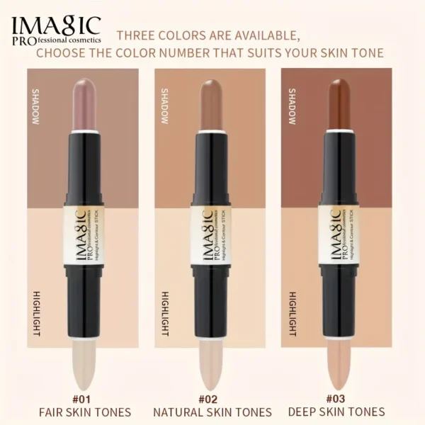 Double-Ended Contour Stick - Highlighter & Bronzer 2-in-1, Creamy Blendable, Waterproof, Long-Lasting, Travel-Friendly Makeup - Image 4