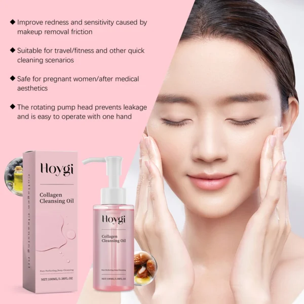 Collagen Makeup Remover Oil Jojoba Oil Makeup Remover Deep Cleansing Pore Dirt Gentle Daily Emulsifying Facial Cleanser Cosmetic - Image 3