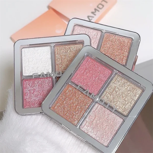 4 Colors Diamond Highlighter Powder Palette Glitter Face Contour Brighten Makeup Shimmer Ultra-concentrated Illuminate Cosmetic - Image 4