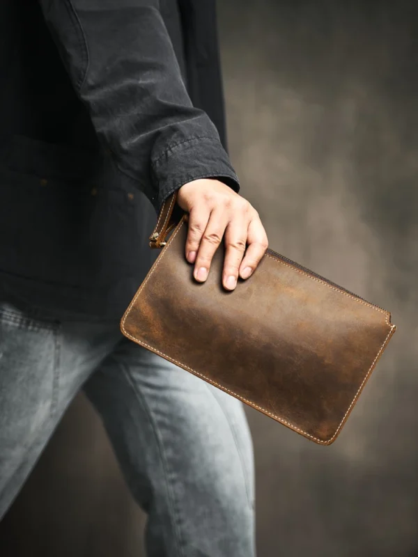 Men Genuine Leather Clutch Bag Cowhide Large Capacity Men Wallets Cell Phone Pocket Passcard Pocket High Quality Wallet For Men - Image 5