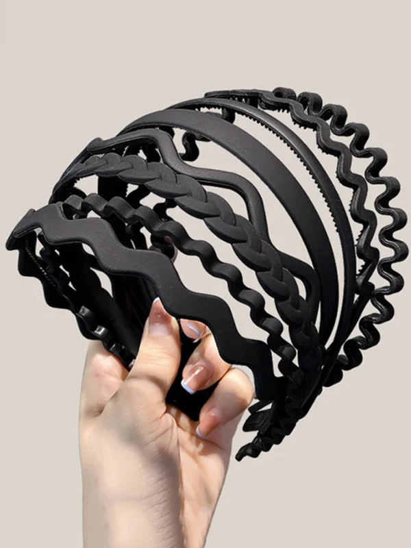 Unisex Metal Wavy Spring Hair Hoop Black Non Slip Outdoor Sports Headbands For Women Men Simple Hairband Face Washing Headdress - Image 5
