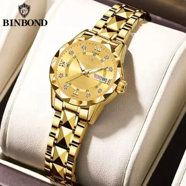 BINBOND Brand Watch Luxury Quazt woman Watches Waterproof Luminous Date Ms. Wristwatch Fashion Sports woman Clock 5552 - Image 2