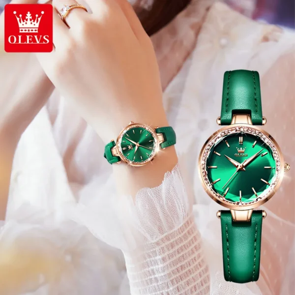 OLEVS 6645 Brand Quartz Watch for Women Fashion Diamond-encrusted Bezel Ladies Dress Wristwatch Fashion Elegant Waterproof Watch