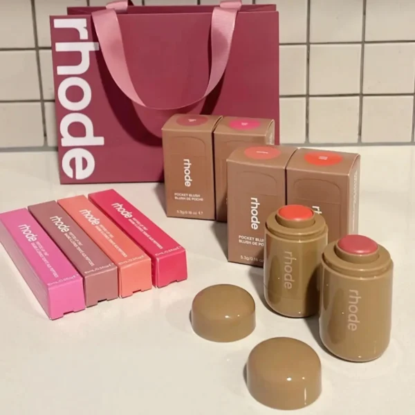 Fashion Makeup Rhode Pocket Blusher Lip Gloss Oil Lip Balm Rouge With Lipstick Lip Shape Pen Liner Barrier Butter For Girl Gift