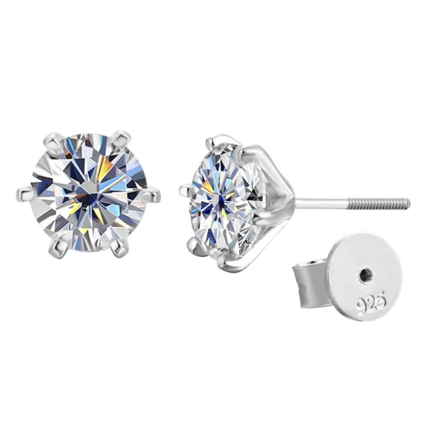 URMYLADY 1ct Moissanite Earrings for Women Wedding Fine Jewelry with GRA s925 Sterling Sliver Plated 18k White Gold Stud Earring - Image 3