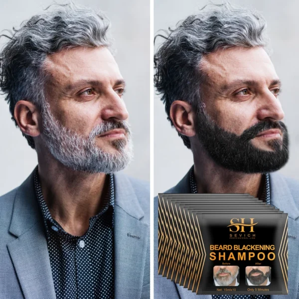 5-20PCS Natural Hair Dye Black Beard Shampoo Beard Paint Men Beard Coloring Dye 5 Minutes Temporary Blackening Moustache Shampoo - Image 3