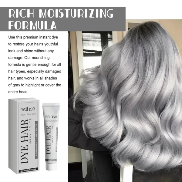 Sliver Grey Hair Dye Cream Smoky Punk Style DIY Styling No Damage Quick Coloring Long-lasting Professional Hairs Dyeing Creams - Image 3