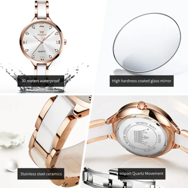 OLEVS 5872 Women Watch Fashion Original Luxury Quartz Watch Waterproof Ceramic Strap Authentic Premium Gift Elegant Women Watch - Image 5