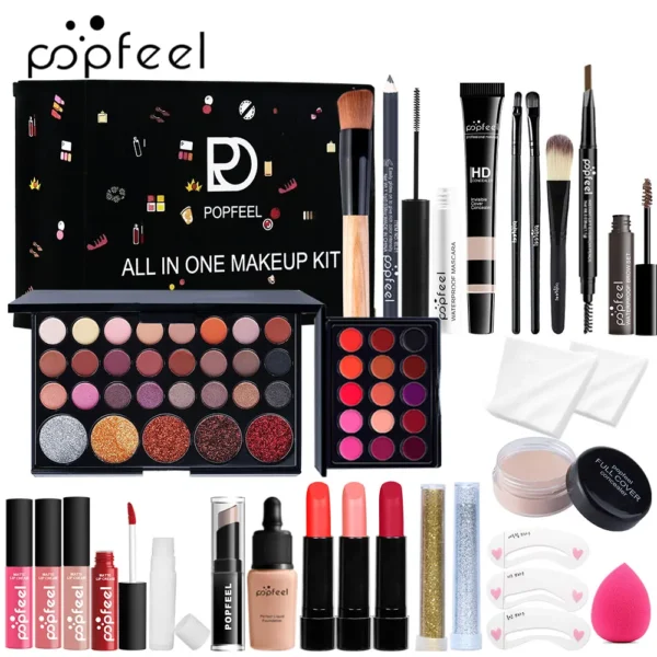 POPFEEL All In One Makeup Kit, Gift for Girls Teen Women include Eyeshadow Foundation Lipgloss Lipstick Primer - Image 3