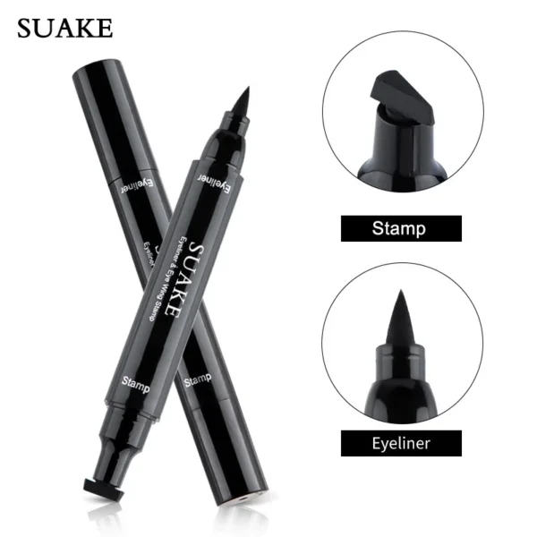 2 In1 Stamp Liquid Eyeliner Pencil Water Proof Fast Dry Double-ended Black Seal Eye Liner Pen Make Up for Women Cosmetics - Image 2