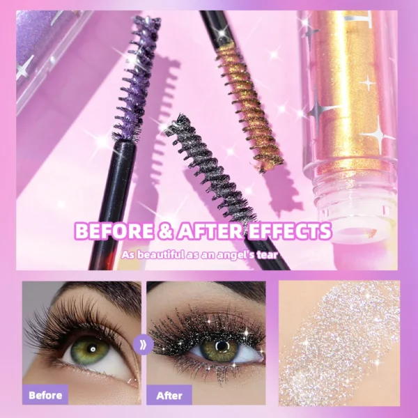 QIBEST 3 Colors Diamond Glitter Mascara Long Lasting Makeup 3D Volume Eyelashes Curling Shimmer Mascara Eye Lash Female Cosmetic - Image 3