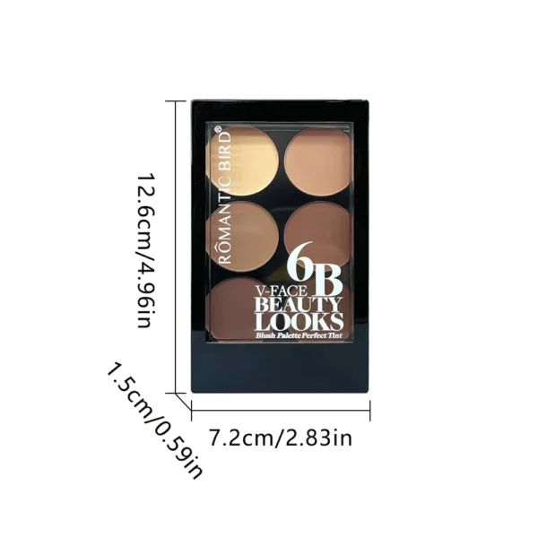 6 Colors Highlight Contouring Powder Palette Face Shadow Contouring Powder Makeup Palette With Brush Face Bronzer Color Correcti - Image 5