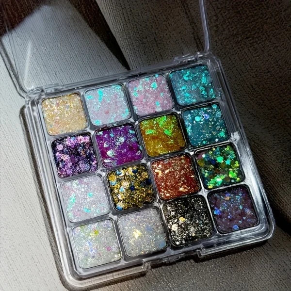 Multi-Color All-Over Glitter Eyeshadow Palette - Vivid Shimmer, High-Pigment, Festival & Concert-Ready - Image 3
