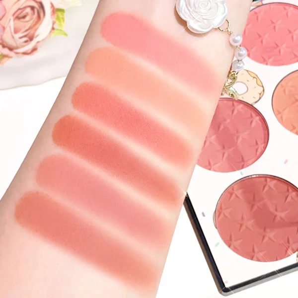 6-color blush palette, matte effect, natural long-lasting, high pigment, daily multi-color makeup set - Image 4