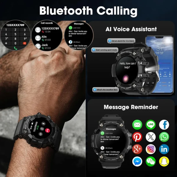 T6 Ultra Altitude Barometer Men's Smartwatch Bluetooth Talking Compass air pressure Multi Sport Smart watch for ios Android - Image 4